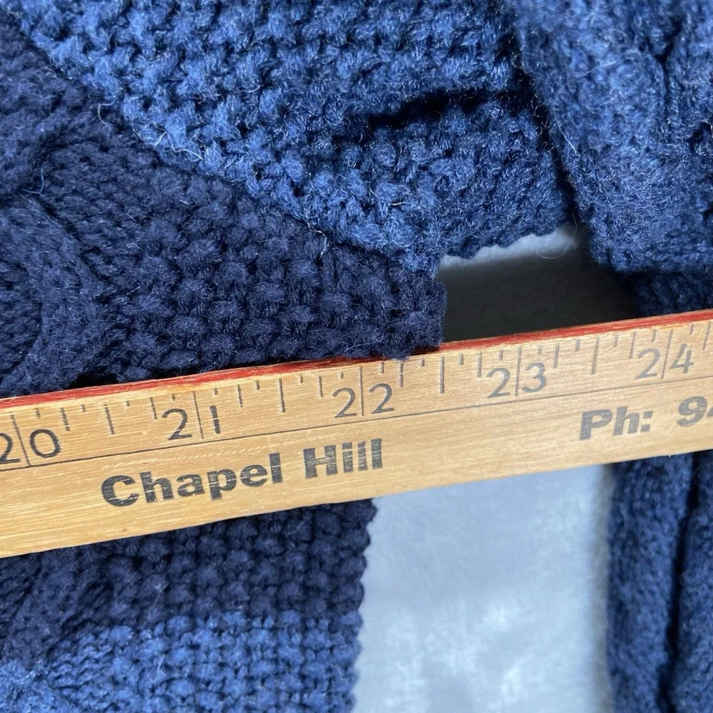 Vineyard Vines Sweater men's Large Chunky Knit Merino Wool Cotton Crew Neck Blue - Picture 9 of 11